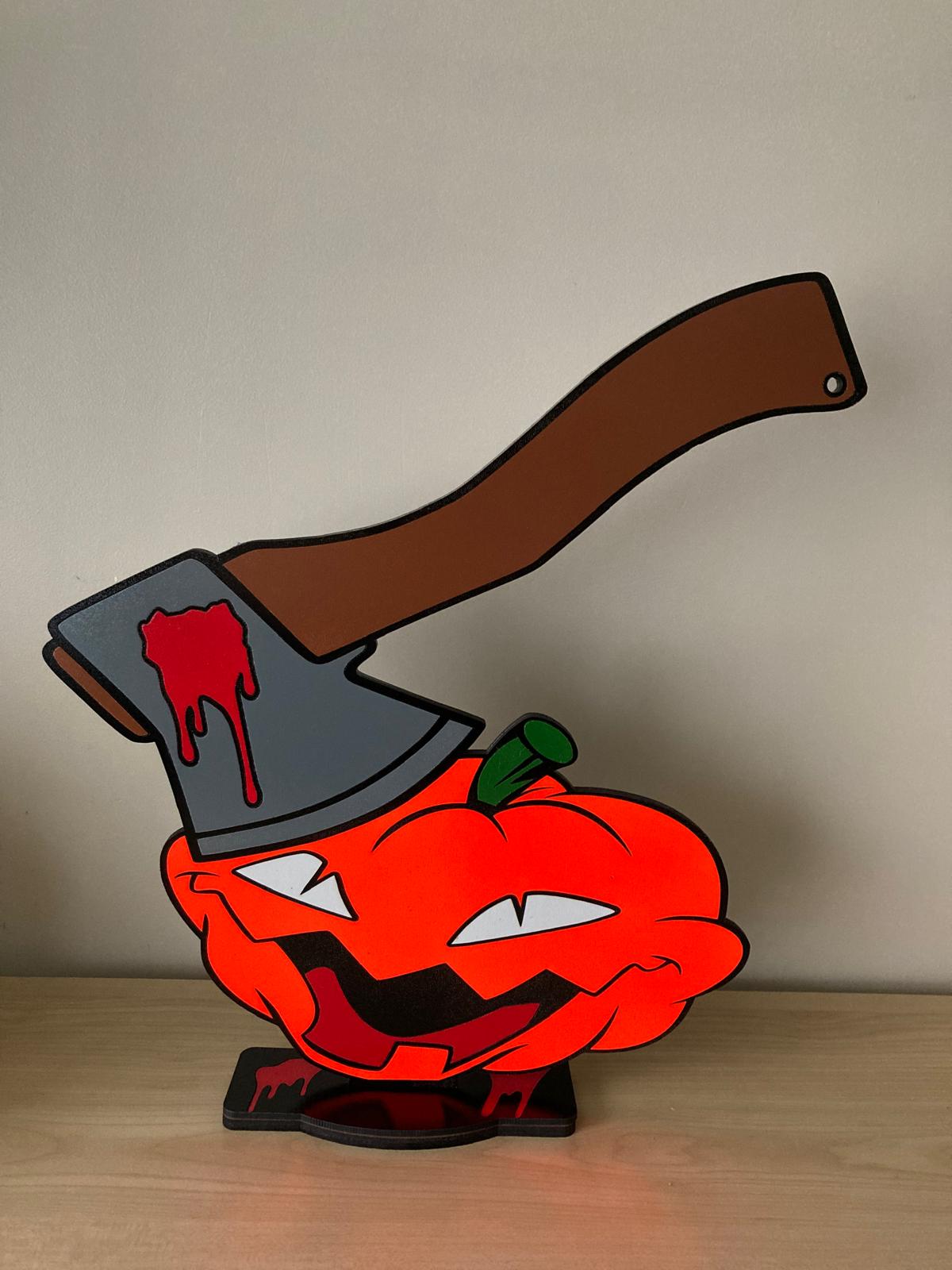 halloween pompoen met bijl