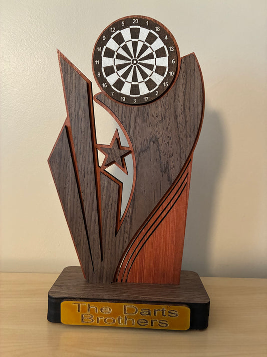 dartstrofeeën gemaakt voor klant